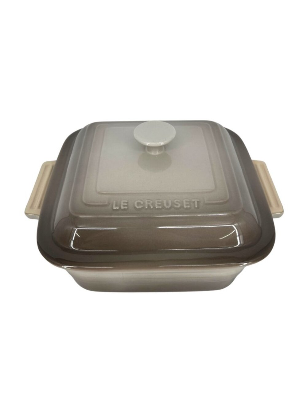 Le Creuset Stoneware Classic Square Baking Dish 3 Quart Casserole Lid in Nutmeg